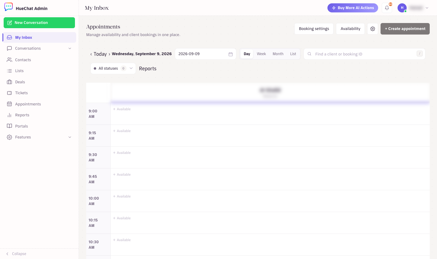 Appointments: booking settings, availability and the day view