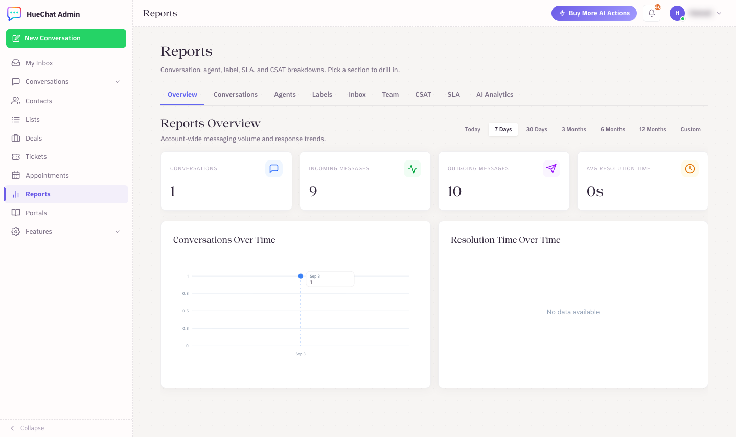 Switch to the Agents section of Reports