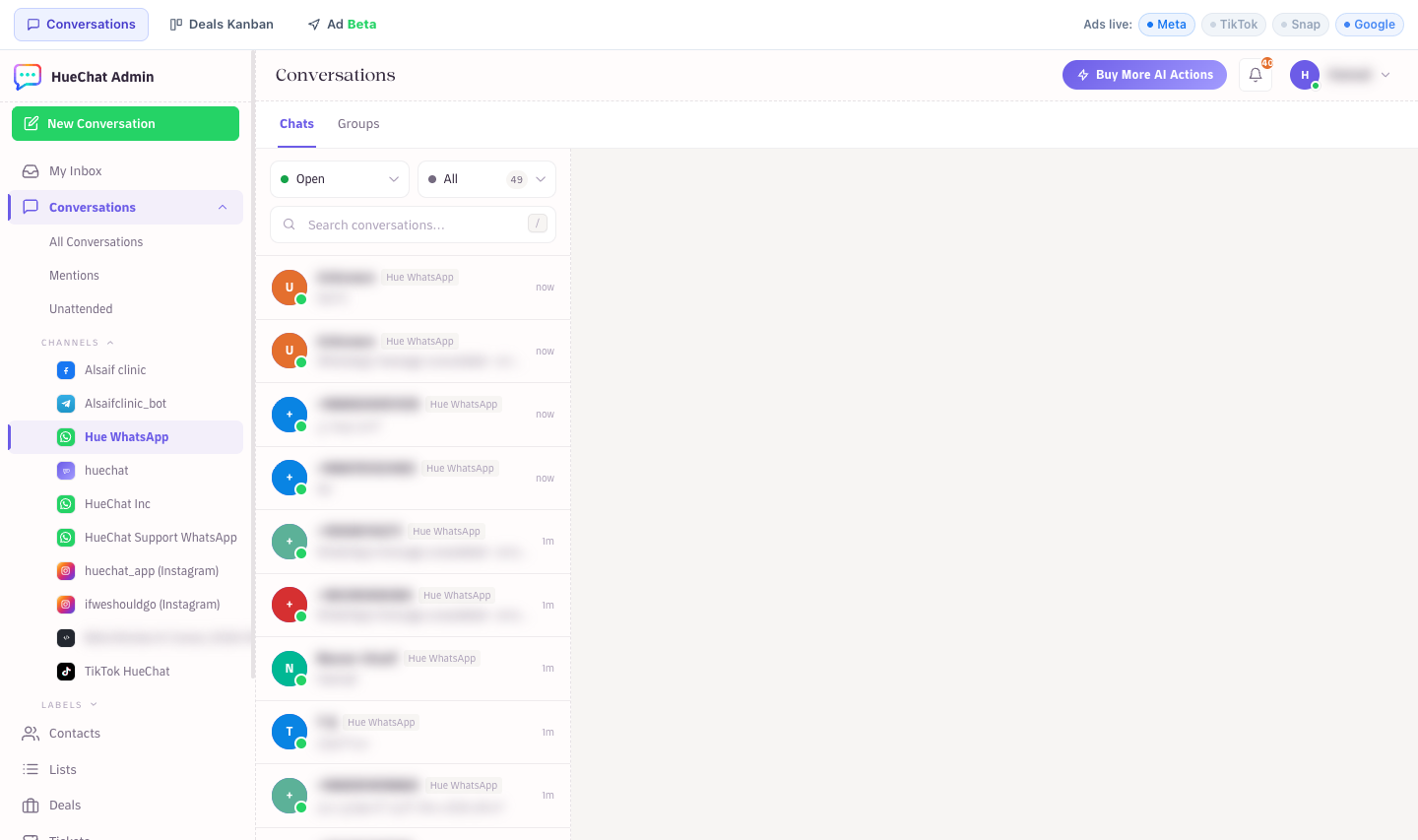 The new inbox with imported one-to-one conversations