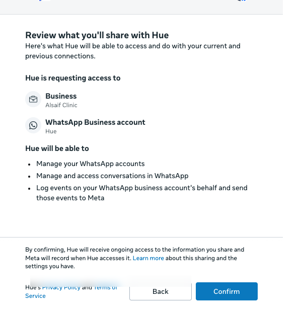 Meta window: review the access you grant to HueChat