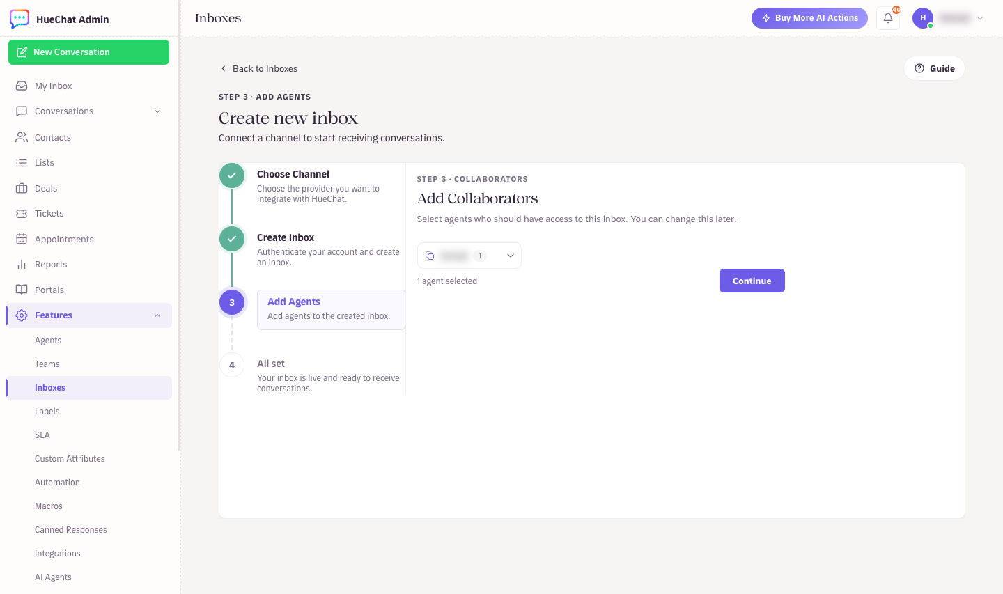 Step 3: select the collaborators for the new inbox